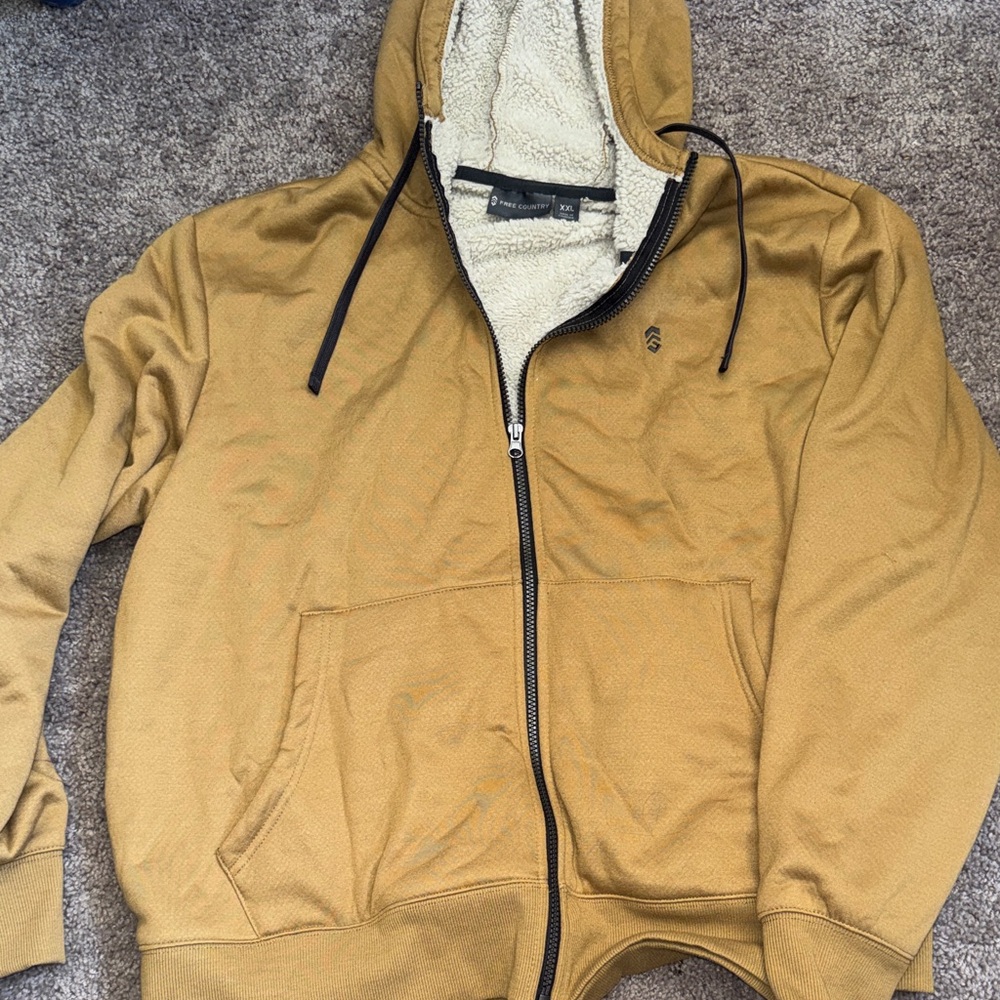 Free Country Men's Brown Zip-Up Sweater